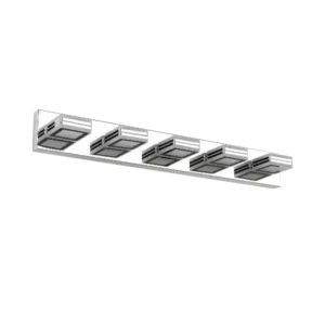 LED Modern Chrome Makeup Light, 5-Lights Acrylic Chrome Makeup Mirror Light