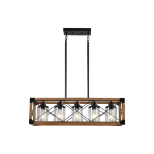 5-Light Retro Farmhouse Chandelier For Kitchen, Living room, Dining room Walnut(No Bulbs