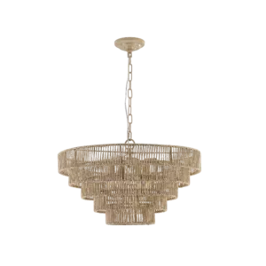 Bohemian style Woven Pendant Light 23.6 Inch Rattan Ligh Large Rattan Pendant Light with 5-Tier Rattan Chandelier--Wood