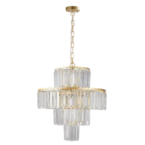 12-Light, French Gold Plus Transparent Crystal Decoration, chandelier Geometric Design, Chandelier for Living-Room