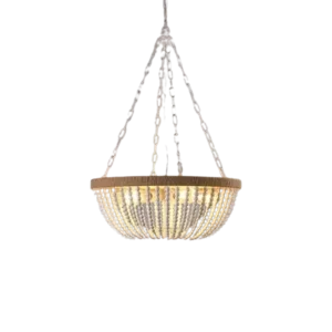 Bohemian style Wood Beaded Chandelier Oak White