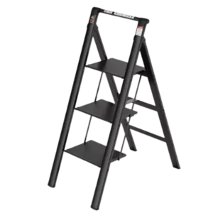 4 ft. 3-Step Aluminum Retractable Handgrip Folding Step Stool Ladder with Anti-Slip Wide Pedal