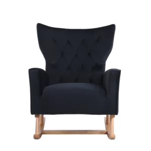 Stylish Black Velvet Rocking Chair of  Wooden Frame and Legs Ideal for Living Room & Bedroom