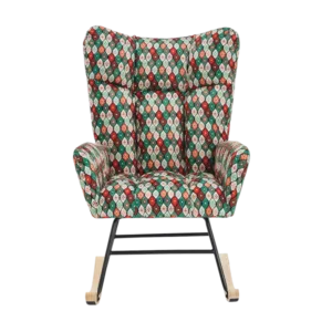 Metal Frame Teddy Fabric Colorful Rocking Chair of Wooden Legs Ideal for Living Room & Bedroom