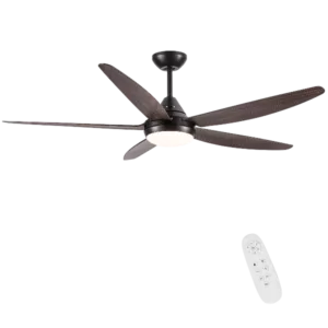 56 In Intergrated LED Indoor 6-Speed Smart Ceiling Fan Lighting with Brown Wood Grain ABS Blade