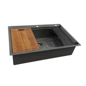 36Inch Gunmetal Black  topmount workstation kithchen sink 16 gauge single bowl stainless steel drop in sink
