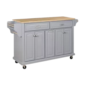 Cambridge Natural Wood Top Kitchen Island with Storage