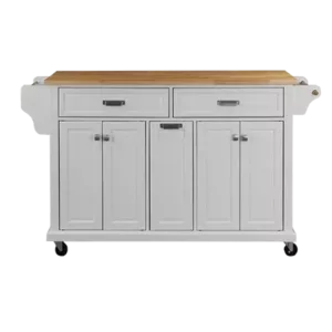 Cambridge Natural Wood Top Kitchen Island with Storage