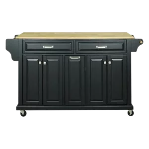 Cambridge Natural Wood Top Kitchen Island with Storage