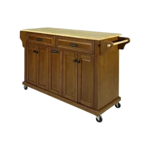 Cambridge Natural Wood Top Kitchen Island with Storage