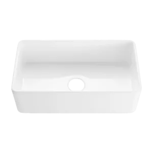 Fireclay Farmhouse Kitchen Sink 30 Inch White Farm Sink Apron Front Single Bowl Deep with Bottom Grid & Sink