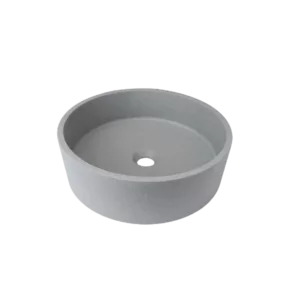 Round Concrete Vessel Bathroom Sink in Dark Gray