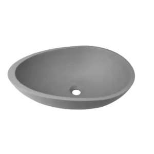 Egg shape Concrete Vessel Bathroom Sink in Gray