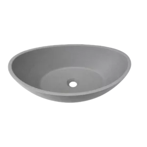 Oval Concrete Vessel Bathroom Sink in Dark Gray