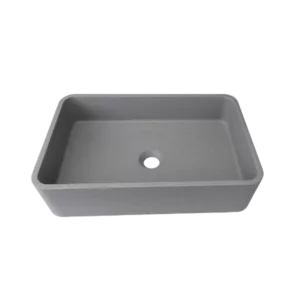 Square Concrete Vessel Bathroom Sink in Gray