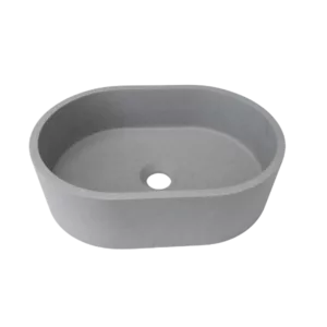 Oval Concrete Vessel Bathroom Sink in Gray
