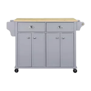 Cambridge Natural Wood Top Kitchen Island with Storage