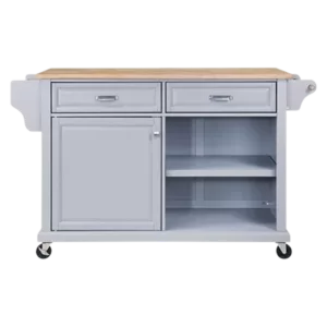 Cambridge Natural Wood Top Kitchen Island with Storage