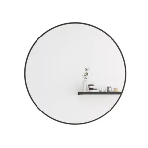 24 in. W x 24 in. H Small Round Metal Framed Wall Bathroom Mirror in Matte Black
