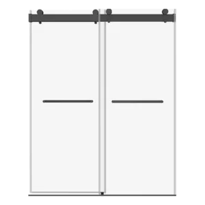 60 in. W x 76 in. H Sliding Frameless Shower Door in Matte Black with 3/8 in. (10 mm) Clear Glass