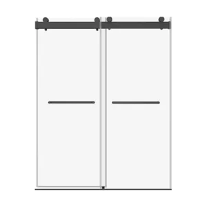 60 in. W x 76 in. H Double Sliding Frameless Shower Door in Matte Black