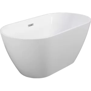 55 inch Sleek White Acrylic Freestanding Soaking Bathtub
