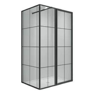 32" in W x 76" Aluminum Framed Square Hinged Shower Enclosure in Matte Black Color