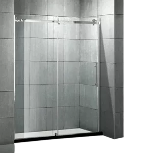 Frameless Sliding Glass Shower Doors 60" Width x 76"Height with 3/8"(10mm) Clear Tempered Glass, Matt Black Finish