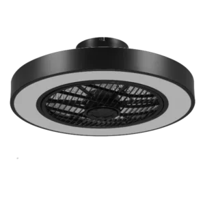 Modern 20 in. 1-Light Indoor Black Enclosed Bladeless Ceiling Fan with Light and Remote Timing