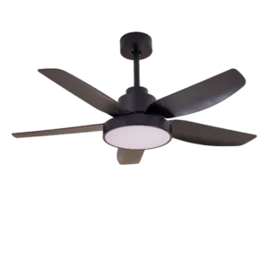 ALUOCYI 46 Inch Ceiling Fan with Light and Remote Control Black, Flush Mount Ceiling Fan with 3 Color Light, 5 Blades, 6 Speeds, Noiseless Reversible Motor for Bedroom, Living Room, Indoor or Outdoor