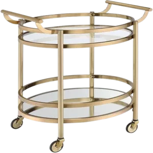 ACME Lakelyn Serving Cart, Brushed Bronze & Clear Glass