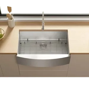 TECASA Farmhouse Sink 30 inches Stainless Steel Apron Sinks 16 Gauge for Kitchen Front Rounded 10 inch Deep Single Bowl Kitchen Sink with Accessories (Pack of 3)