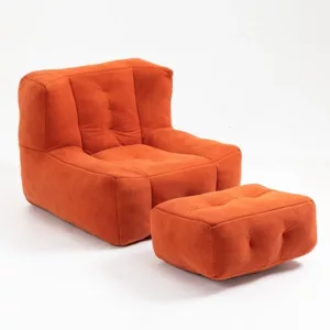 Comfortable Red bean bag Chair for adults and children, with memory foam and ottoman ideal for  living room, bedroom, apartment