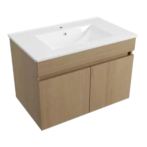 Solid Wood Wall Mounted 36”W  Bathroom Vanity with Two Soft Close Cabinet Doors and White Ceramic Sink