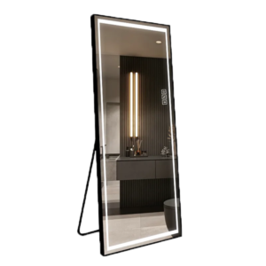 Mirror Full Length Mirror with Lights Wide Standing Tall Full Size Mirror for Bedroom Giant in Black