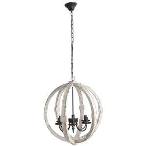 6 - Light Wood Chandelier, Hanging Light Fixture with Adjustable Chain for Kitchen Dining Room Foyer Entryway, Bulb Not Included for Indoor