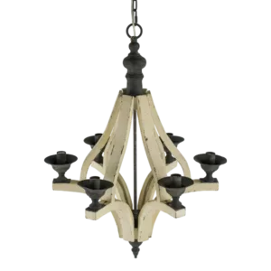 Retro Distressed Wood 6-Light Chandelier with Candle Light for Indoor