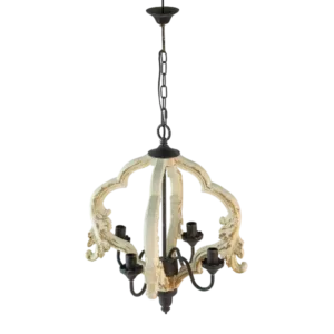 4 - Light Wood Chandelier, Hanging Light Fixture with Adjustable Chain for Kitchen Dining Room Foyer Entryway, Bulb Not Included for Indoor