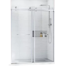 Frameless Glass Shower Doors 56-60 in.W x 76 in. H,Chrome Bypass Shower Enclosure 3/8(10mm) Thick Clear Tempered Glass,Heavy Duty Stainless Steel Hardwares