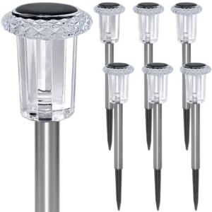Solar Pathway Lights Waterproof Garden Solar Outdoor Lights 12 Pack Stainless Steel Yard Lights Driveway Lights for Patio, Lawn, Yard, Walkway and Landscape