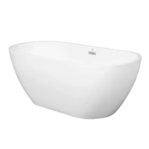 67 in. Acrylic Freestanding Flat bottom Single Slipper Soaking Bathtub in Glossy White