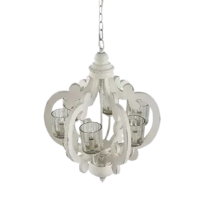 Farmhouse Chandelier, 6-Light Wood Chandelier Pendant Light Fixture with Adjustable Chain for Dining Room Living Room Entryway, Bulb Not Included for Indoor