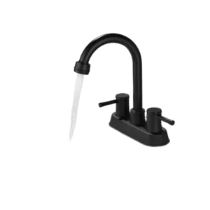 2-Handle High Arc Bathroom Faucet with Copper Pop-Up Drain in Matte Black