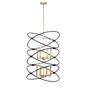 8-Light 23.6 in. W Dimmable 2-Tier-Candle Ceiling Light Transitional Gold and Matte Black Metal Chandelier Fixture For Indoor