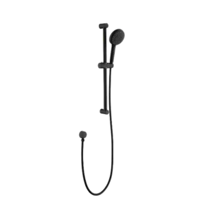 Round Stainless Steel Handheld Bathroom Shower in Matte Black with 28-Inch Slide Bar and 59-Inch Hose