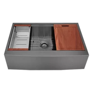 30 in. L x 21 in. W Modern Black Apron Kitchen Sink with Accessories