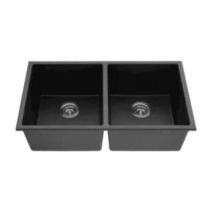 32 in. L x 18 in. W Double Bowl Farmhouse Kitchen Sink in Black Color