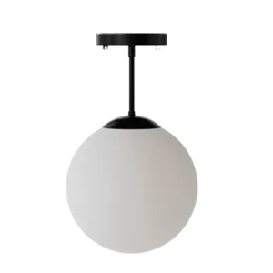 60-Watt Integrated LED Black Globe Ceiling Pendant Light with Milky White Glass Shade For Indoor