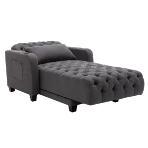 Modern Dark Grey Fabric Leisure Sofa Couch of Wooden Frame and Legs with Pillow for Living Room & Guest Room