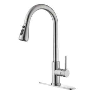 Brushed Nickel Kitchen Faucet in With Single Handle and Swivel Spout